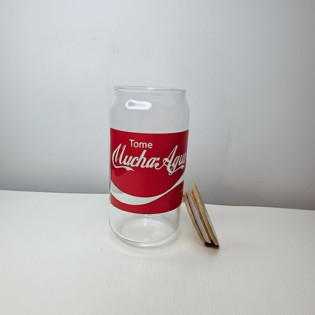 Vaso Tapa bambú - Tome Mucha agua Edición Retro